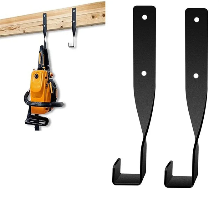 4Pcs Heavy Duty Chainsaw Storage Rack Wall Mount Hook Garage Tool Holder - Black - 4