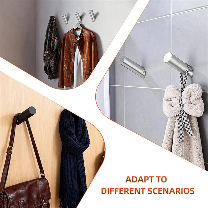 Stainless Steel Wall Mounted Coat Hook Single Hook Bathroom Towel Rack Clothes Hanger - Silver - 3