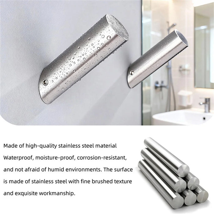 Stainless Steel Wall Mounted Coat Hook Single Hook Bathroom Towel Rack Clothes Hanger - Silver - 5