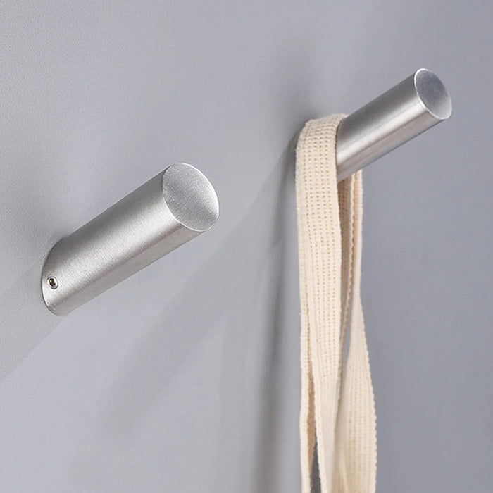 Stainless Steel Wall Mounted Coat Hook Single Hook Bathroom Towel Rack Clothes Hanger - Silver - 6