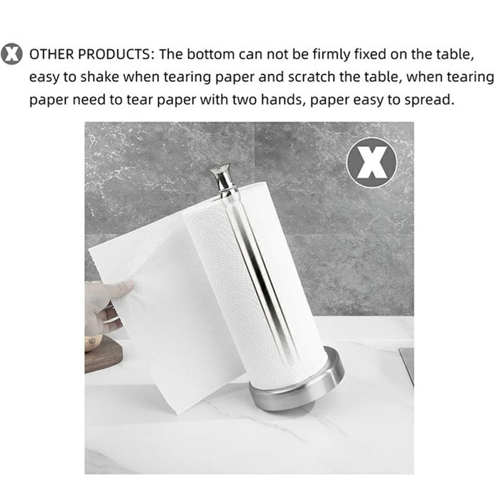 Kitchen Counter Paper Towel Holder Stainless Steel Paper Stand with Damping - Black - 5
