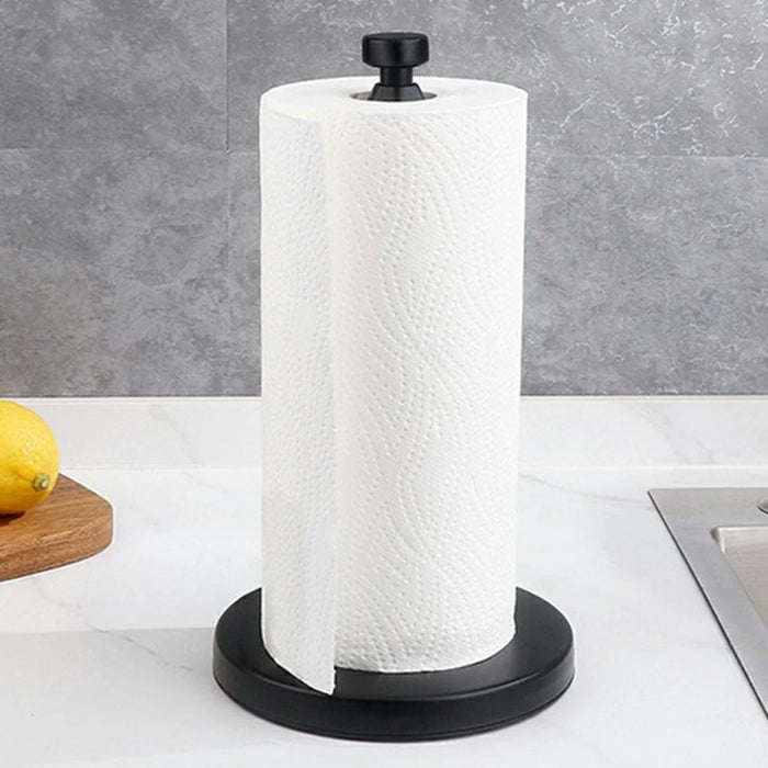 Kitchen Counter Paper Towel Holder Stainless Steel Paper Stand with Damping - Black - 6