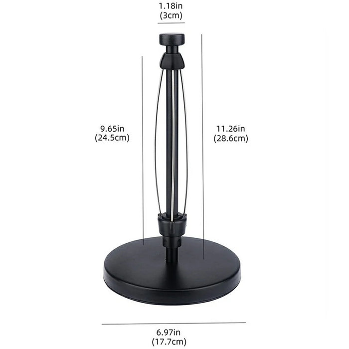 Kitchen Counter Paper Towel Holder Stainless Steel Paper Stand with Damping - Black - 7
