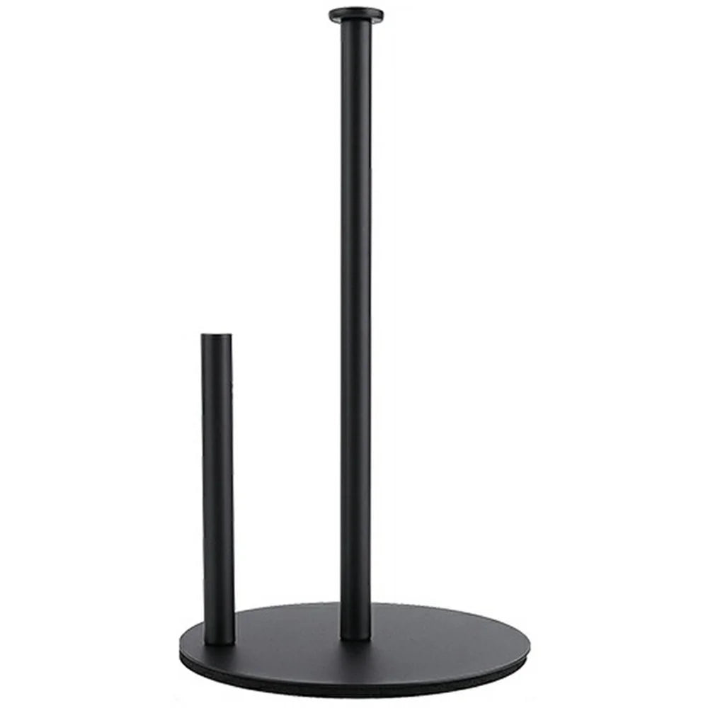 Stainless Steel Kitchen Roll Paper Holder Desktop Countertop Tissue Stand Organizer for Paper Towels - Black - 1