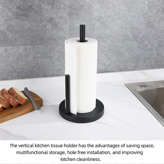 Kitchen Countertop Paper Towel Holder Stainless Steel Vertical Dual Rod Tissue Stand - Black - 4