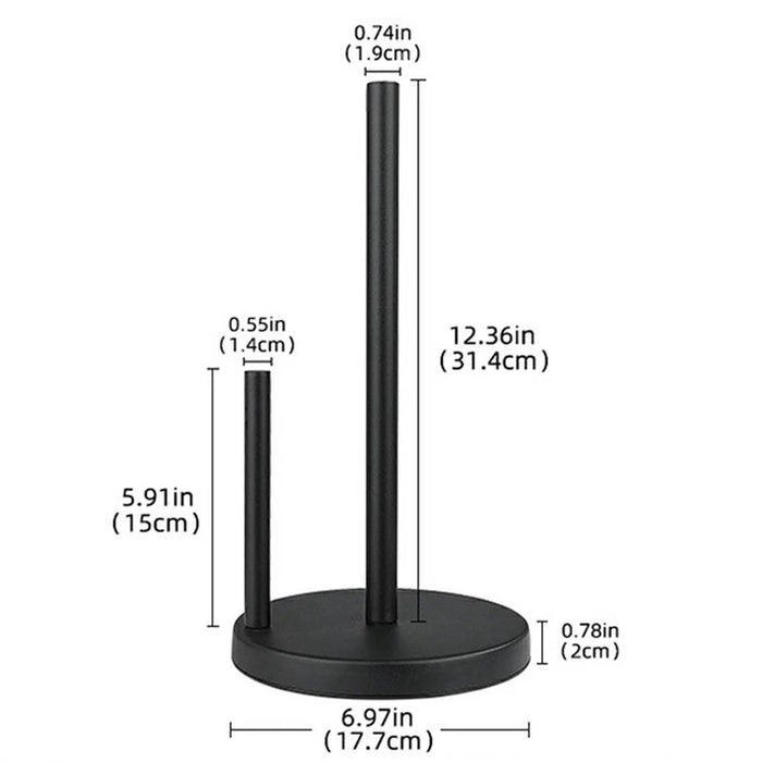 Kitchen Countertop Paper Towel Holder Stainless Steel Vertical Dual Rod Tissue Stand - Black - 7