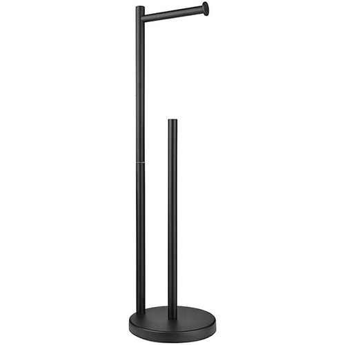 Stainless Steel Toilet Paper Holder Bathroom Floor Standing Suction Cup Toilet Stand - Black - 1