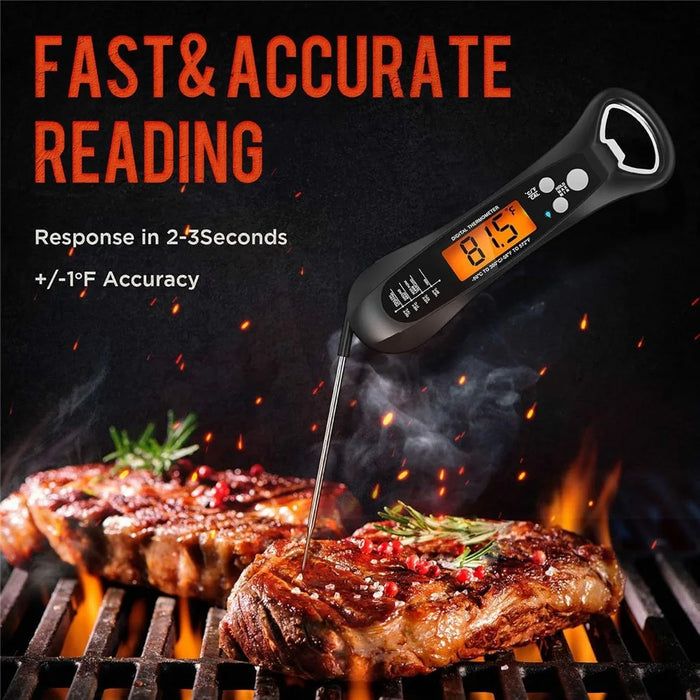 Kitchen Electronic Food Thermometer Foldable Probe Waterproof Digital Thermometer for BBQ Cooking - Black - 5