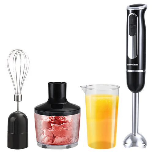 HOME GOLD HG-2104F 500W Hand Stick Blender Stainless Steel Immersion Blender with Meat Grinder Egg Whisk 600ml Cup (BPA Free, No FDA) - 1