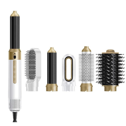 6 in 1 Hot Air Styler Hair Dryer Curling Straightening Brush 1200W 110000RPM High Speed Styling Tool - White  /  EU Plug - 1