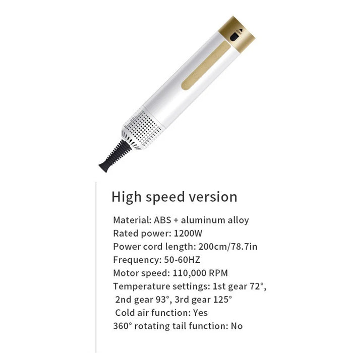 6 in 1 Hot Air Styler Hair Dryer Curling Straightening Brush 1200W 110000RPM High Speed Styling Tool - White  /  EU Plug - 4