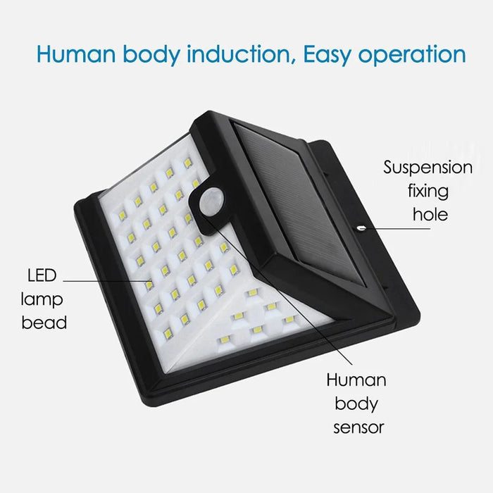 40-LED Solar Powered Motion Sensor Wall Light IP65 Waterproof Outdoor Garden Yard Lamp - 5