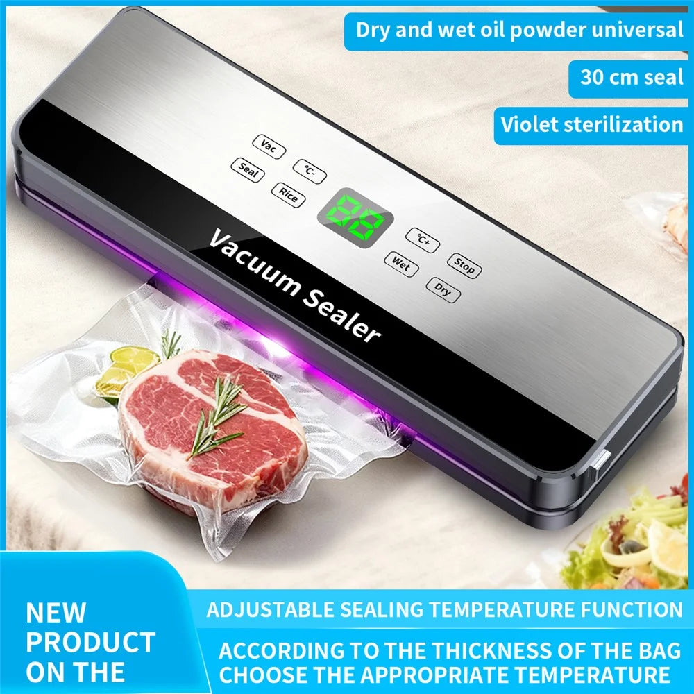 813 Temperature Control Vacuum Sealer Dry / Wet Dual Use Food Sealing Machine with 10 Vacuum Bags - EU Plug - 2