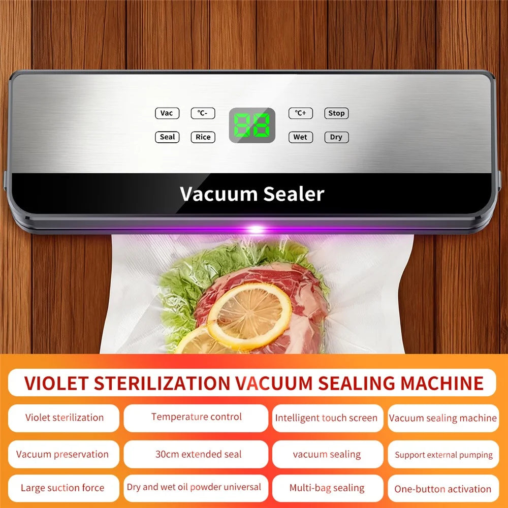 813 Temperature Control Vacuum Sealer Dry / Wet Dual Use Food Sealing Machine with 10 Vacuum Bags - EU Plug - 3