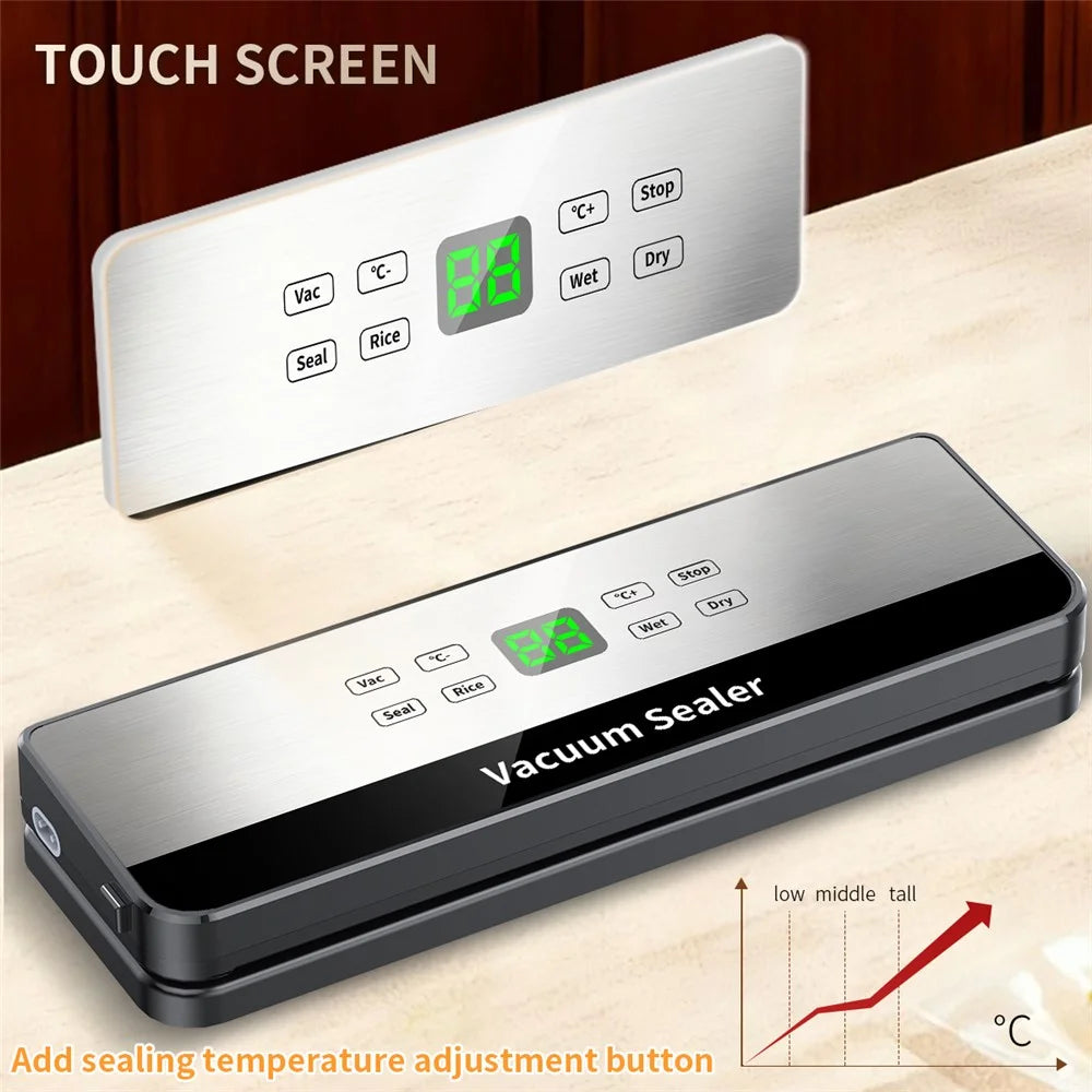 813 Temperature Control Vacuum Sealer Dry / Wet Dual Use Food Sealing Machine with 10 Vacuum Bags - EU Plug - 5