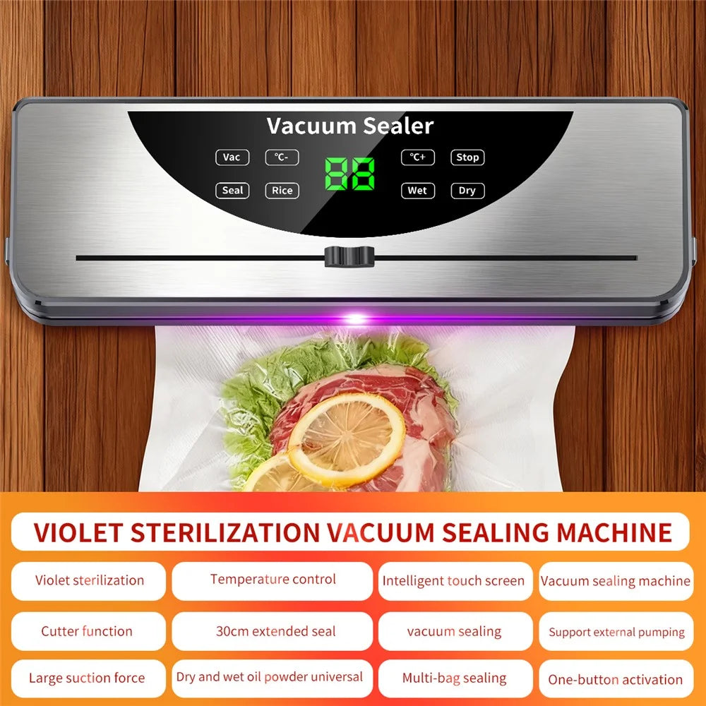 811 Dry / Wet Dual Use Electric Vacuum Sealer Temperature Control Food Packing Machine with 10 Vacuum Bags - EU Plug - 3