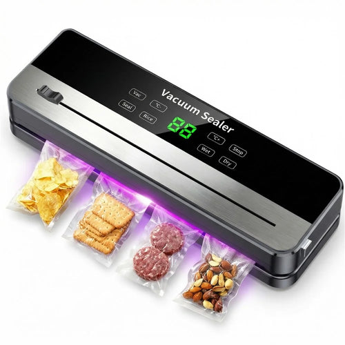 817 Multi-Function Vacuum Sealer Temperature Control Automatic Food Sealer Machine Built-in Sliding Cutter, with 10 Vacuum Bags - EU Plug - 1