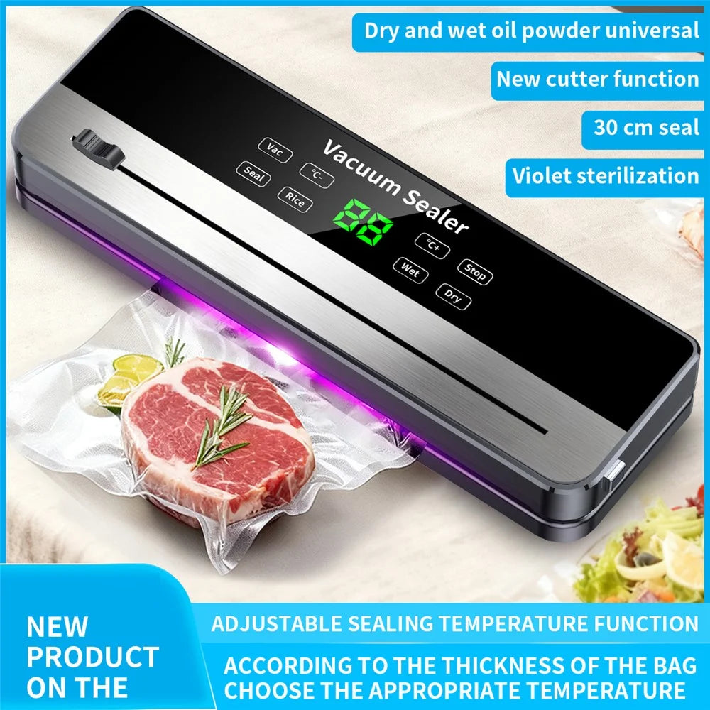 817 Multi-Function Vacuum Sealer Temperature Control Automatic Food Sealer Machine Built-in Sliding Cutter, with 10 Vacuum Bags - EU Plug - 3
