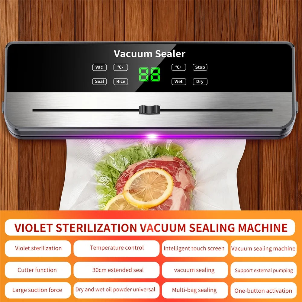 817 Multi-Function Vacuum Sealer Temperature Control Automatic Food Sealer Machine Built-in Sliding Cutter, with 10 Vacuum Bags - EU Plug - 4