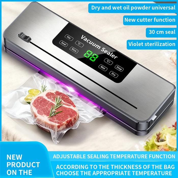 819 Vacuum Sealing Machine Temperature Control UV Sterilization Food Sealer with 10 Vacuum Bags - EU Plug - 2
