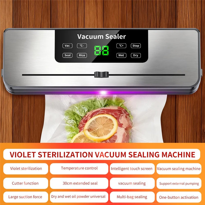 819 Vacuum Sealing Machine Temperature Control UV Sterilization Food Sealer with 10 Vacuum Bags - EU Plug - 3