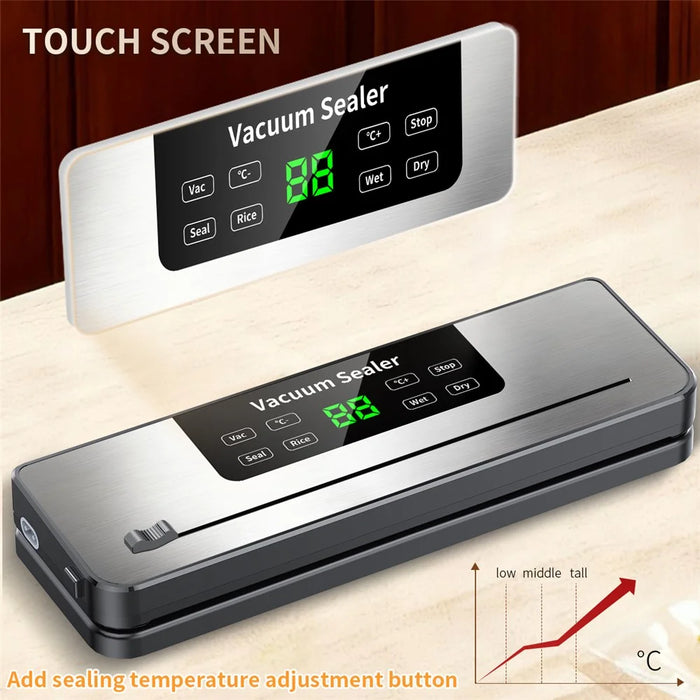 819 Vacuum Sealing Machine Temperature Control UV Sterilization Food Sealer with 10 Vacuum Bags - EU Plug - 5