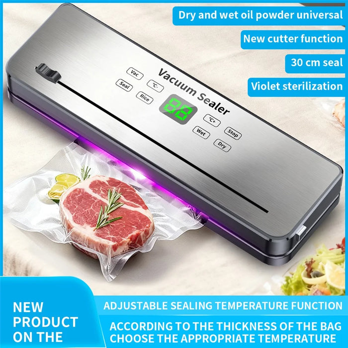 818 Multi-function Vacuum Sealer Food Packaging Machine Dry Wet Dual Use Sealing Machine with 10 Vacuum Bags - EU Plug - 2