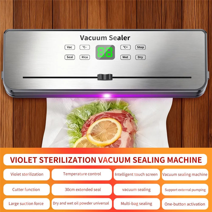 818 Multi-function Vacuum Sealer Food Packaging Machine Dry Wet Dual Use Sealing Machine with 10 Vacuum Bags - EU Plug - 3