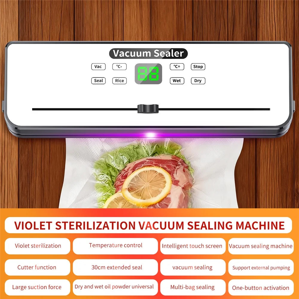 815 Electric Food Vacuum Sealer Temperature Control Dry / Wet Dual Use Sealing Machine with 10 Vacuum Bags - EU Plug - 3