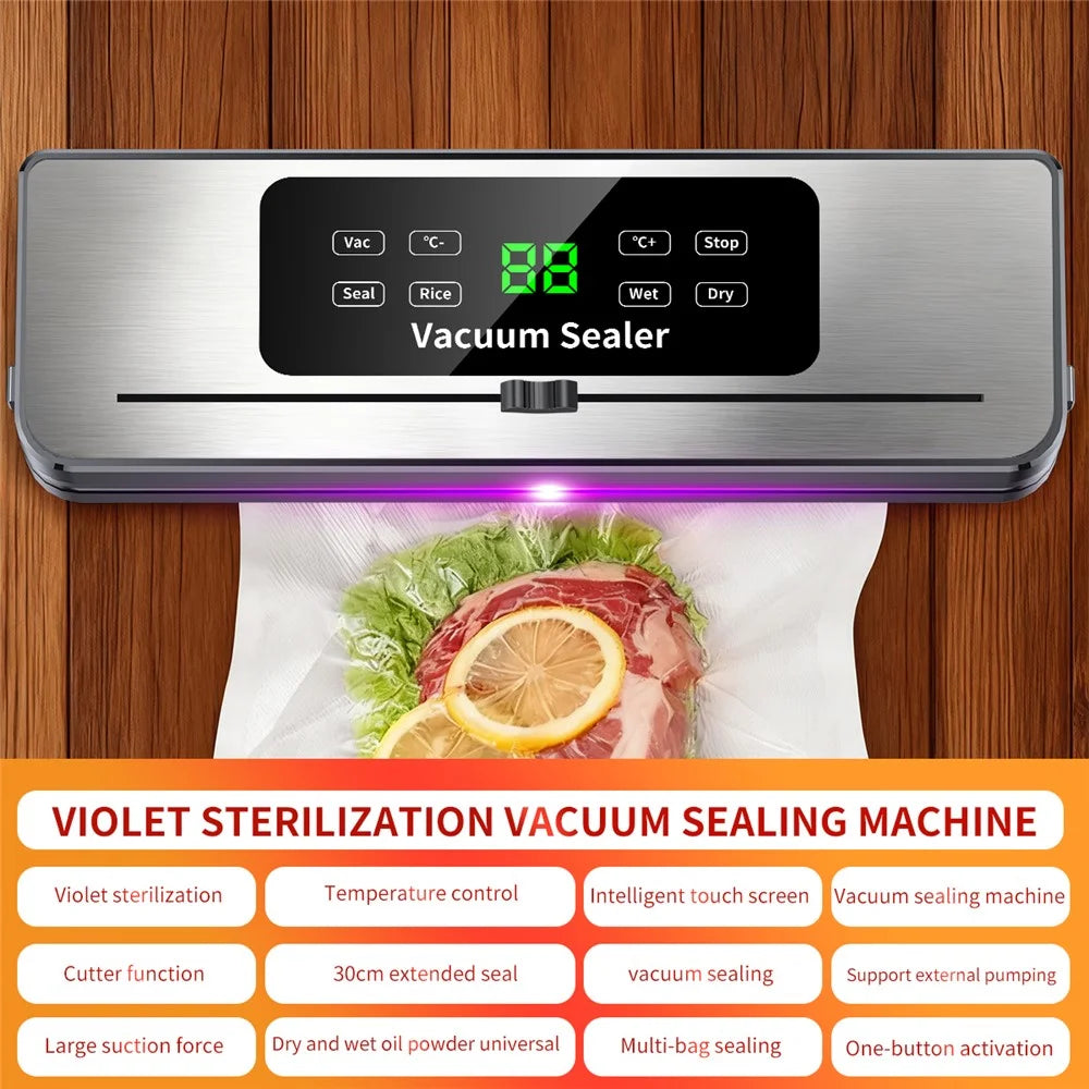 816 Vacuum Sealer with 10 Vacuum Bags Dry Wet Dual Use Food Packaging Machine for Home / Commercial - 3
