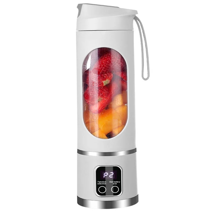 450ml Portable Juicer Cup USB Rechargeable 12 Blade Wireless Fruit Mixer Blender - White - 1