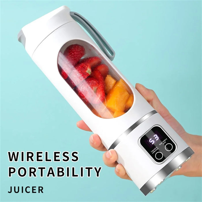450ml Portable Juicer Cup USB Rechargeable 12 Blade Wireless Fruit Mixer Blender - White - 6