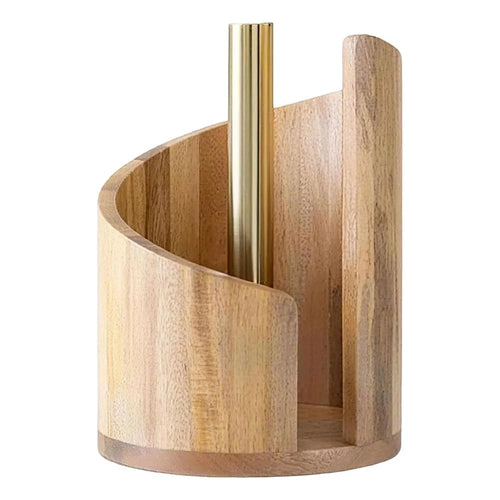 Desktop Wooden Paper Towel Holder Roll Paper Organizer Box  Home Office Decoration - Wood Color - 1