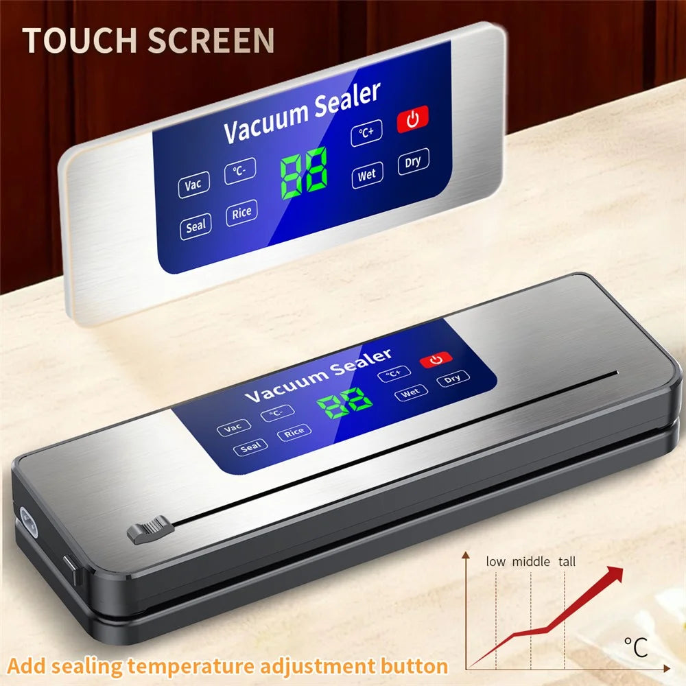 827 USB Rechargeable Vacuum Sealer Machine Kitchen Food Sealer with 10 Textured Bags (English Version) - Sapphire - 5