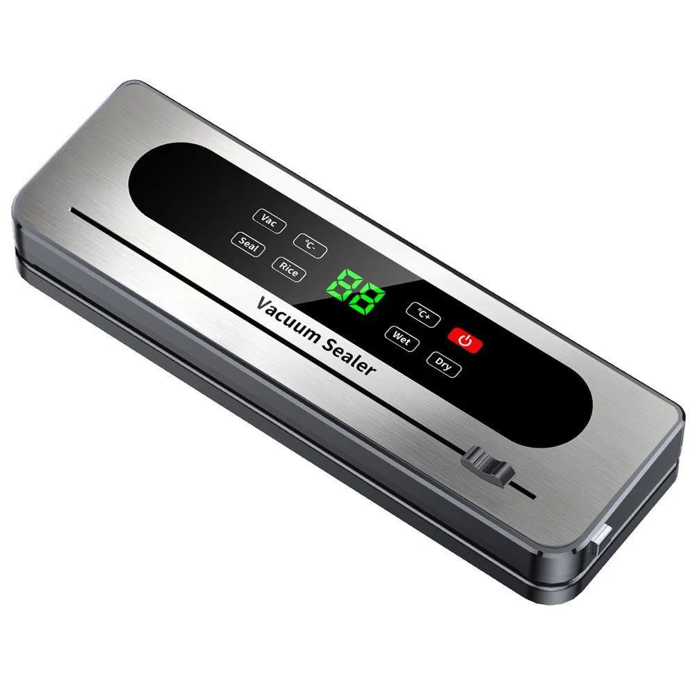 826 Electric Vacuum Sealer Food Storage Seal Touch Button Packaging Machine with 10 Textured Bags (English Version) - Dark Grey - 1