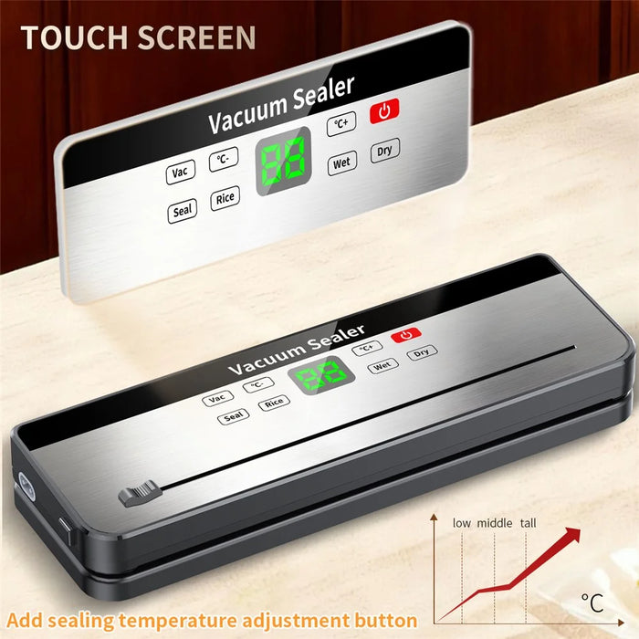 828 Rechargeable Vacuum Sealer Machine Kitchen Food Sealer with 10 Textured Bags (English Version) - Dark Grey - 5