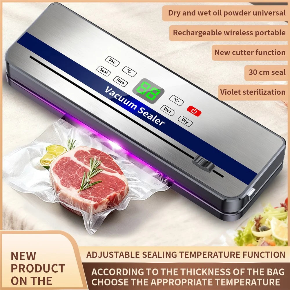 829 Rechargeable Vacuum Sealer Portable Food Sealer Kitchen Preservation Device with 10 Textured Bags (English Version) - Dark Grey - 2
