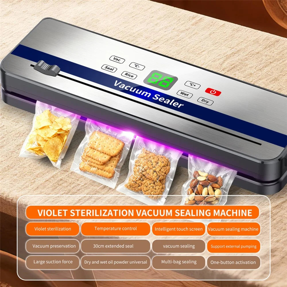 829 Rechargeable Vacuum Sealer Portable Food Sealer Kitchen Preservation Device with 10 Textured Bags (English Version) - Dark Grey - 3