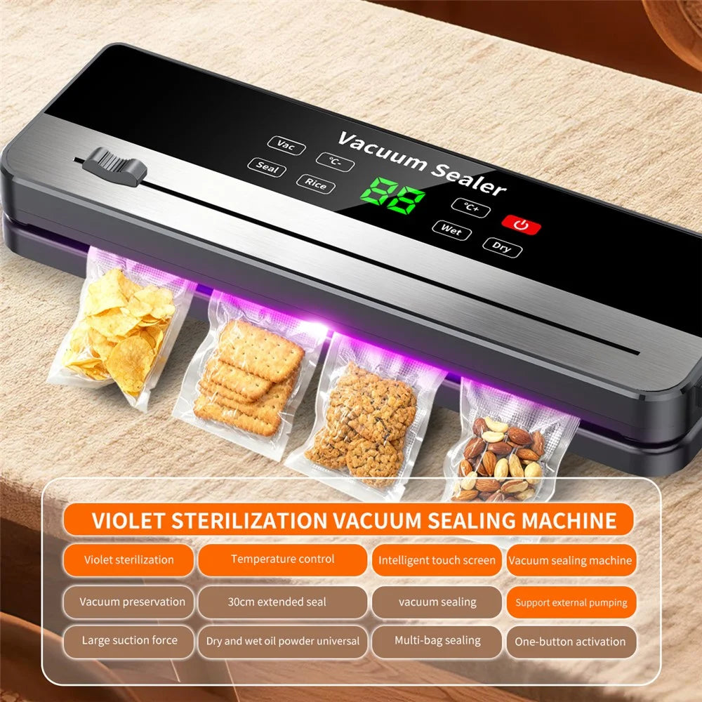 825 Portable Vacuum Sealer USB Rechargeable Kitchen Food Sealing Machine with 10 Textured Bags (English Version) - Dark Grey - 3