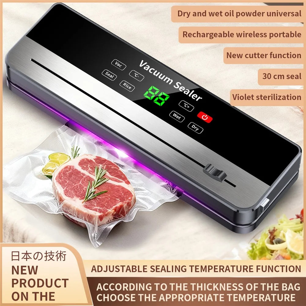 825 Portable Vacuum Sealer USB Rechargeable Kitchen Food Sealing Machine with 10 Textured Bags (English Version) - Dark Grey - 5