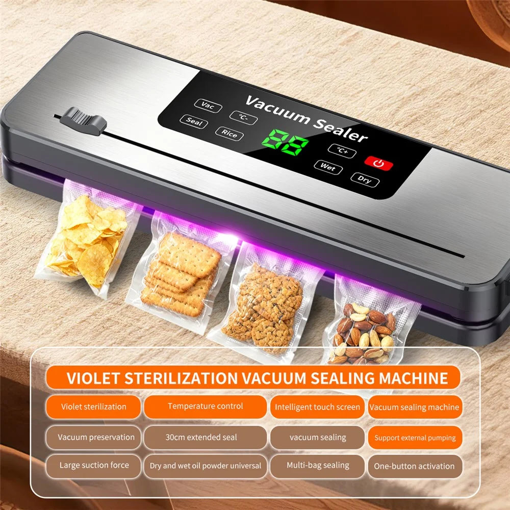 823 Portable Vacuum Sealer Food Sealer Kitchen Preservation Device with 10 Textured Bags (English Version) - Dark Grey - 5