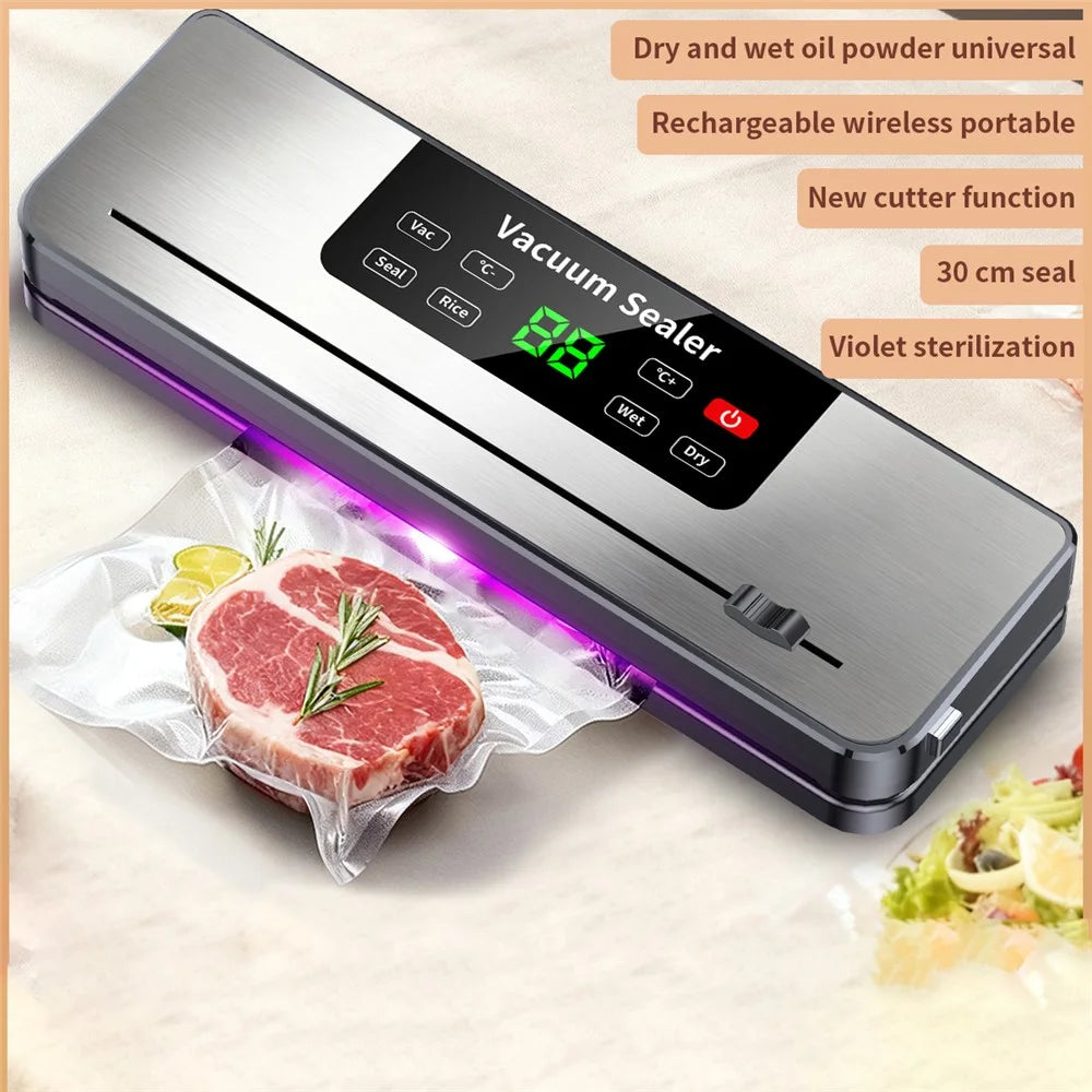 823 Portable Vacuum Sealer Food Sealer Kitchen Preservation Device with 10 Textured Bags (English Version) - Dark Grey - 6