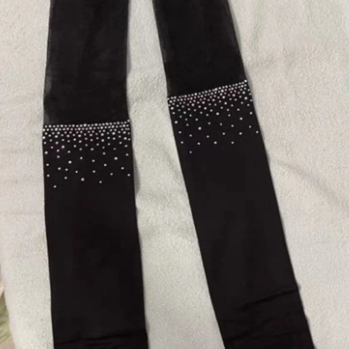 Sexy Patchwork Hot Fix Rhinestones Tights for Women High Elasticity Footed Pantyhose - 5