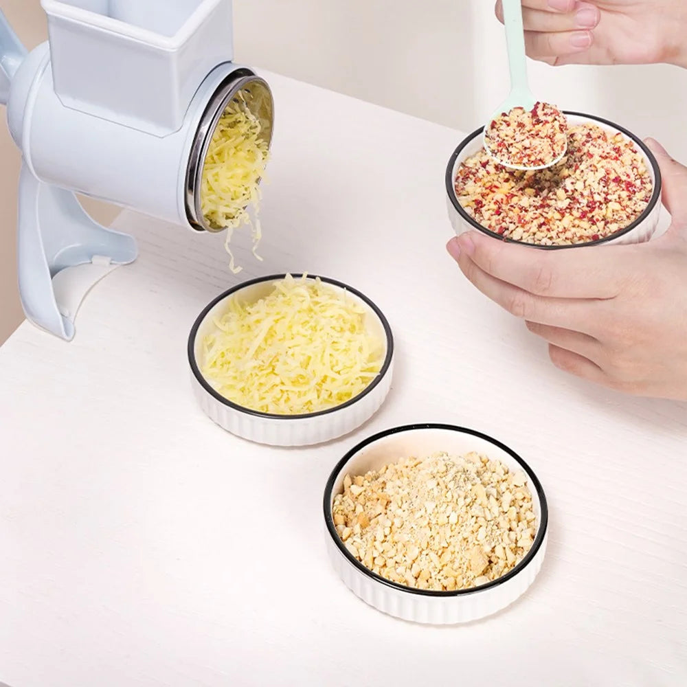 Manual Hand Crank Food Grinder Multifunctional Meat Mincer Nut Crusher Cheese Grater Single Blade (FDA Certificated) - White - 4
