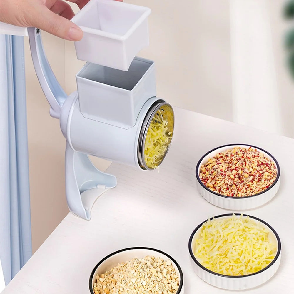 Manual Hand Crank Food Grinder Multifunctional Meat Mincer Nut Crusher Cheese Grater Single Blade (FDA Certificated) - White - 5