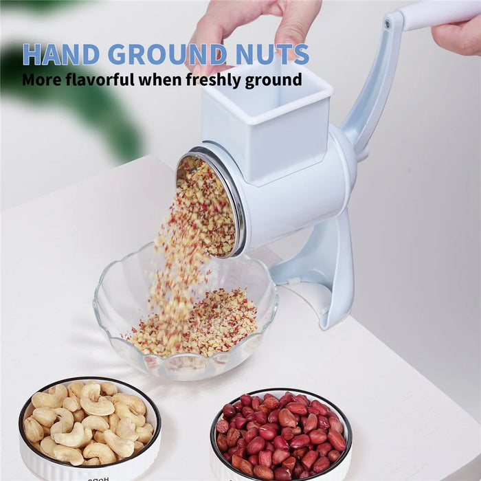 Manual Hand Crank Food Grinder Multifunctional Meat Mincer Nut Crusher Cheese Grater 5 Blades (FDA Certificated) - White - 3
