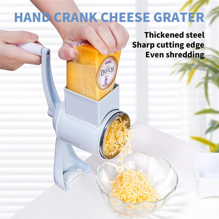 Manual Hand Crank Food Grinder Multifunctional Meat Mincer Nut Crusher Cheese Grater 5 Blades (FDA Certificated) - White - 4