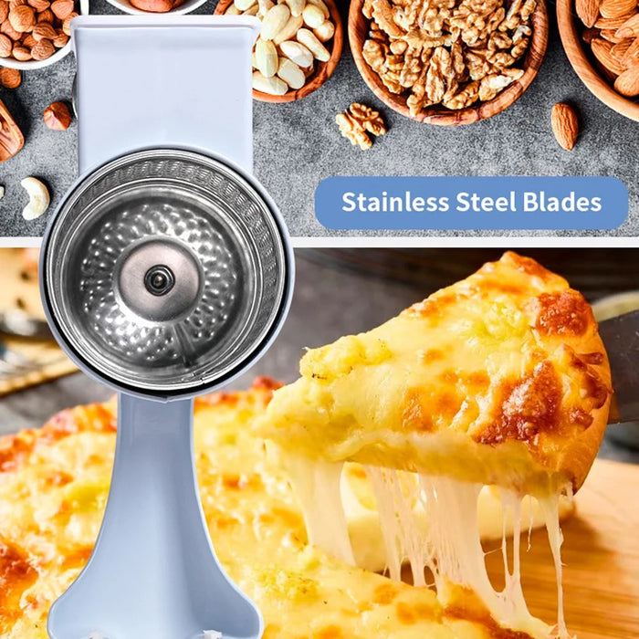 Manual Hand Crank Food Grinder Multifunctional Meat Mincer Nut Crusher Cheese Grater 5 Blades (FDA Certificated) - White - 7