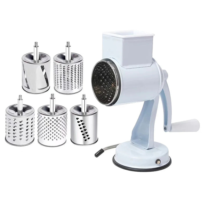 Manual Hand Crank Food Grinder Multifunctional Meat Mincer Nut Crusher 5 Blades Suction Cup Type (FDA Certificated) - White - 1