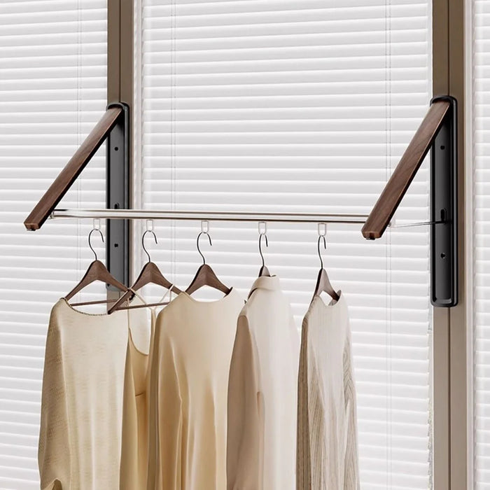 2PCS Folding Clothes Rack with 80cm Rod Wall Mounted Space Aluminum Retractable Laundry Drying Rail Hanger - White - 4